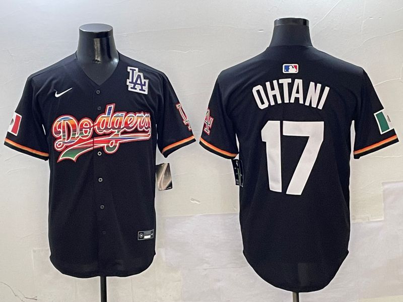Men Los Angeles Dodgers #17 Ohtani Black rainbow Nike 2025 MLB Jersey style 9->los angeles dodgers->MLB Jersey